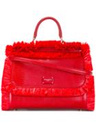 Dolce & Gabbana Fringed Detail Handbag, Women's, Red, Calf Leather/viscose