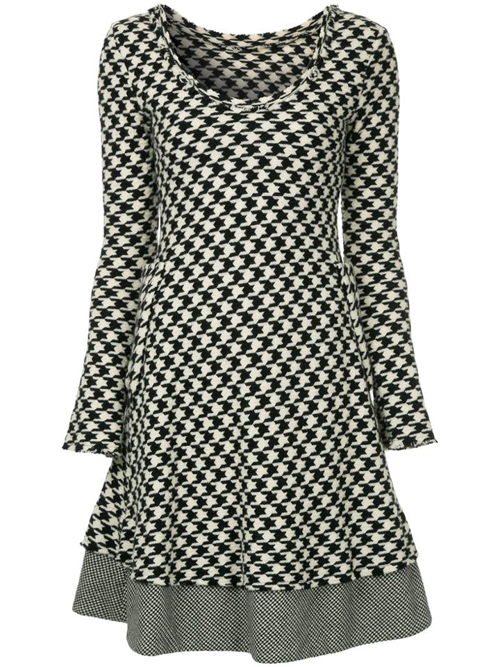 Yohji Yamamoto Vintage Houndstooth Flared Dress - White