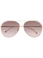 Fendi Eyewear Aviator Frame Sunglasses - Gold