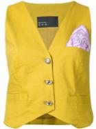 N Duo Patch Waistcoat, Women's, Size: 36, Yellow/orange, Linen/flax