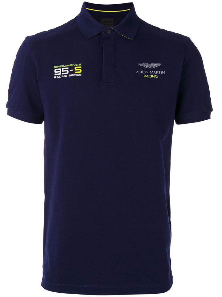 Hackett Chest Print Polo Shirt, Men's, Size: Medium, Blue, Cotton/spandex/elastane