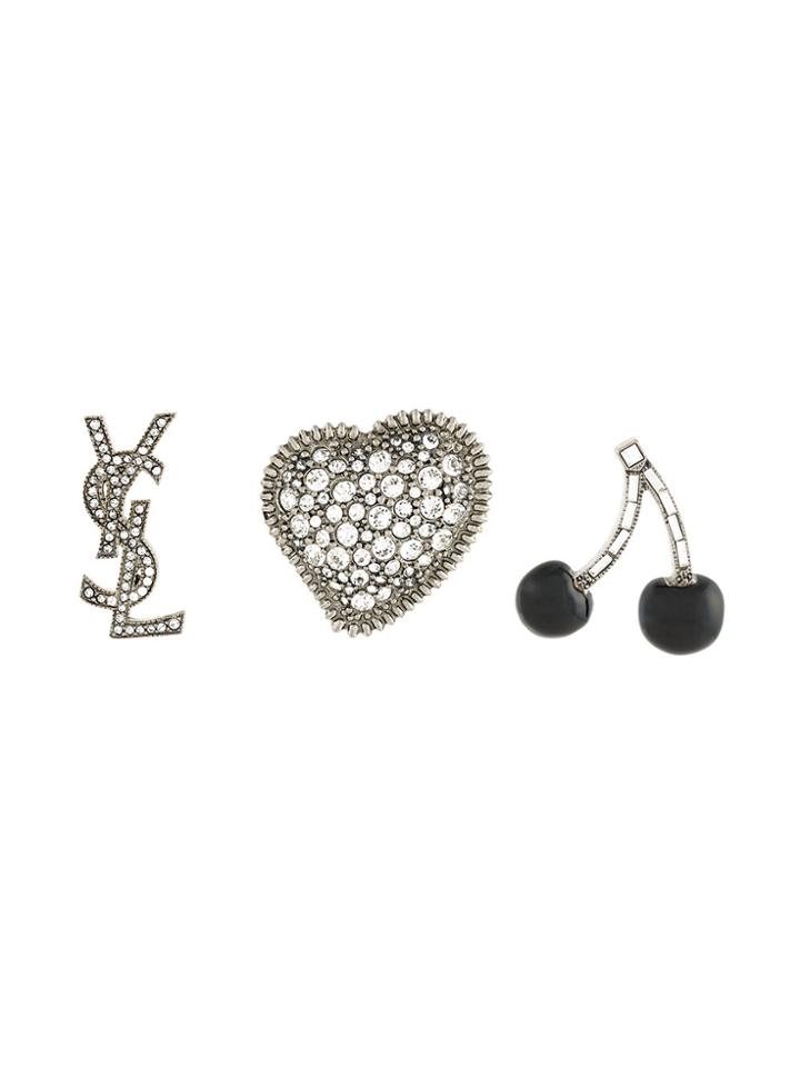 Saint Laurent Set Of 3 Smoking Brooch Set - Metallic