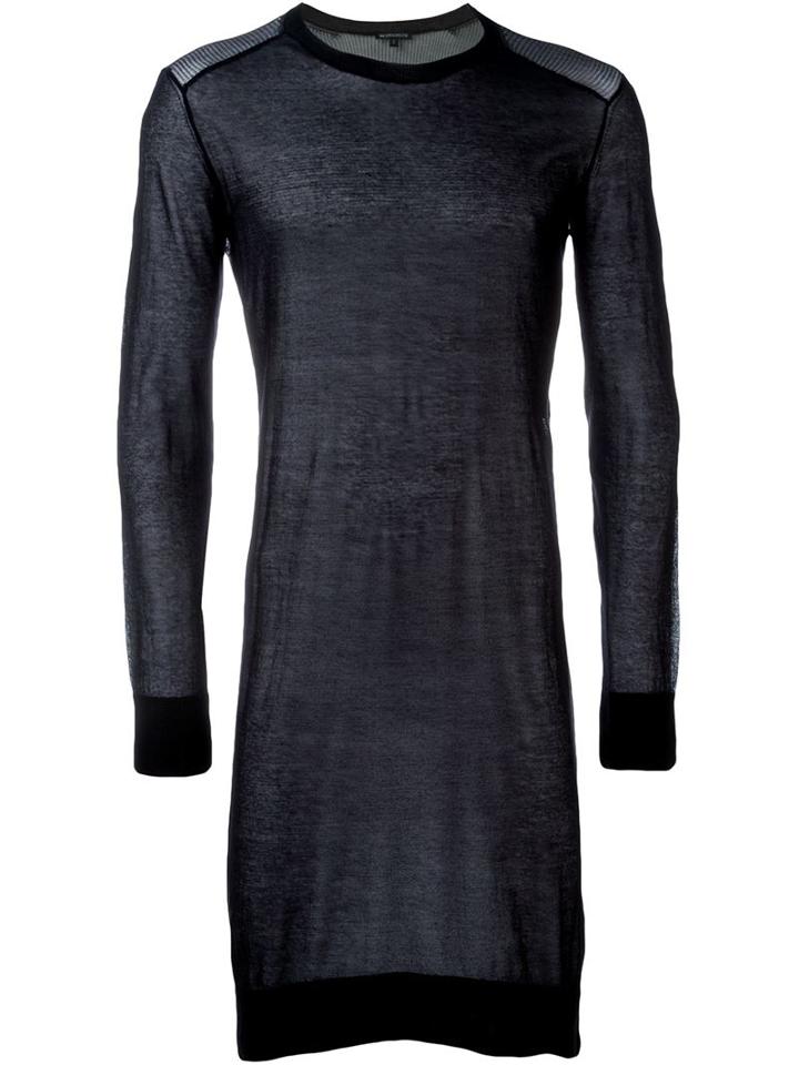 Ann Demeulemeester Long Sweater, Men's, Size: M, Black, Cotton/polyamide