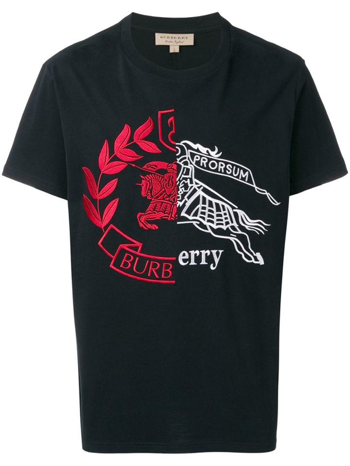 Burberry Contrast Crest T-shirt - Black
