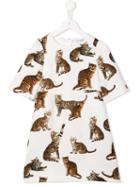 Dolce & Gabbana Kids Bengal Cat Jacquard Dress, Toddler Girl's, Size: 4 Yrs, White