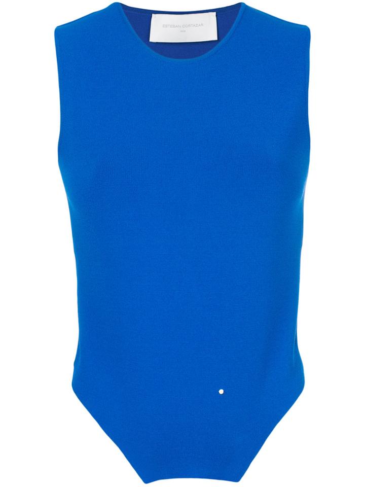 Esteban Cortazar Backless Cropped Tank - Blue