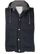 Brunello Cucinelli Hooded Padded Gilet - Blue