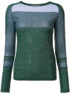 Carven Glitter Effect Crew Neck Jumper, Women's, Size: Xs, Green, Polyester