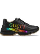 Gucci Rhyton Leather Sneaker With Gucci Logo - Black