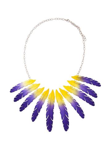 Olgafacesrok Feather Pendant Chain Necklace - Blue