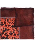 Avant Toi Floral Print Dyed Scarf - Red