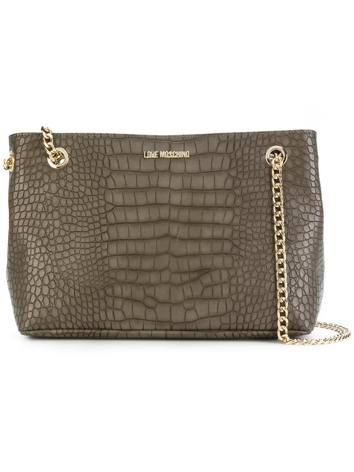 Love Moschino - Textured Leather Tote Bag - Women - Polyurethane - One Size, Grey, Polyurethane