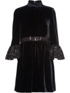 Miu Miu Velvet Sequinned Dress - Black