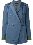 Emporio Armani - Double Breasted Blazer - Women - Cotton/polyamide/polyester/viscose - 46, Blue, Cotton/polyamide/polyester/viscose