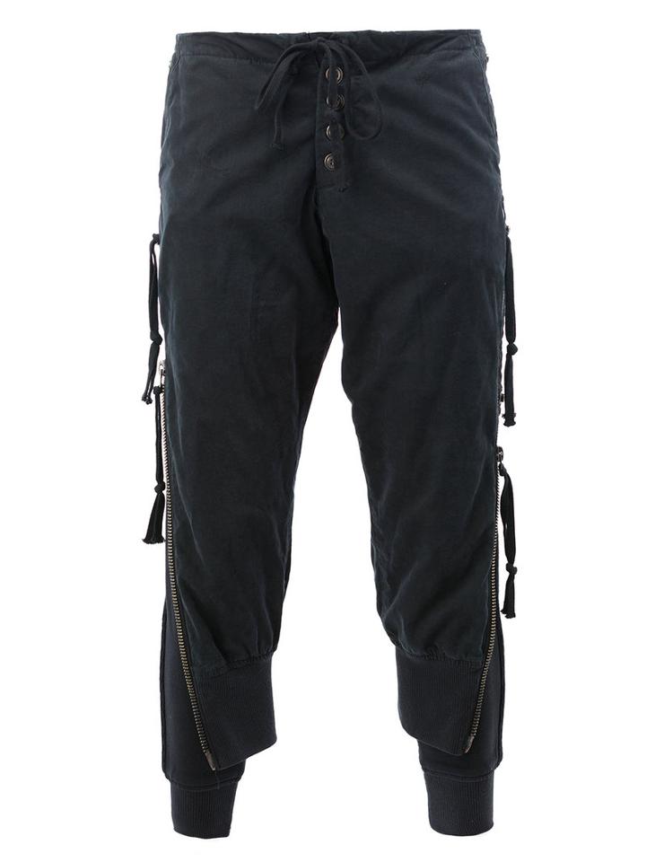 Greg Lauren Side Zip Lounge Pants, Men's, Size: 4, Black, Cotton/rayon