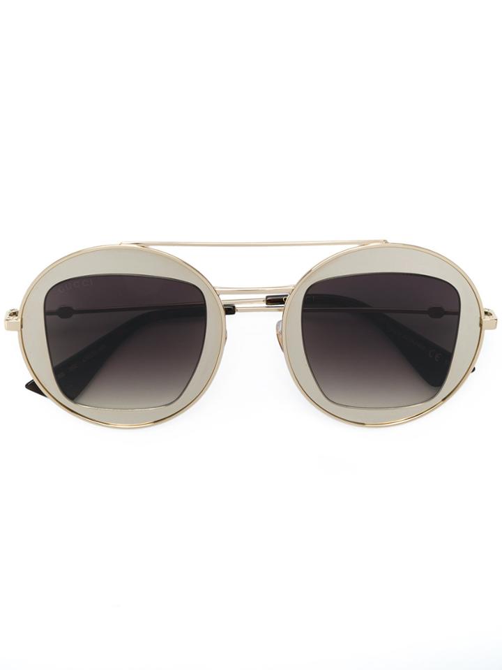 Gucci Eyewear Metal Frame Sunglasses - Brown