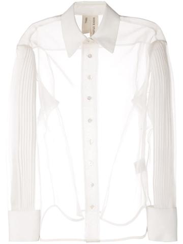 Bodice Studio Pleated Sleeve Sheer Shirt - White