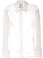 Bodice Studio Pleated Sleeve Sheer Shirt - White