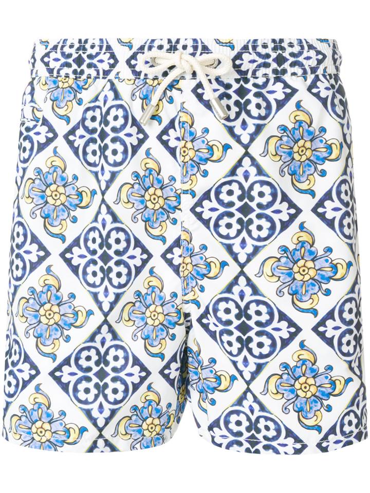 Mc2 Saint Barth Tile Pattern Swim Shorts - White