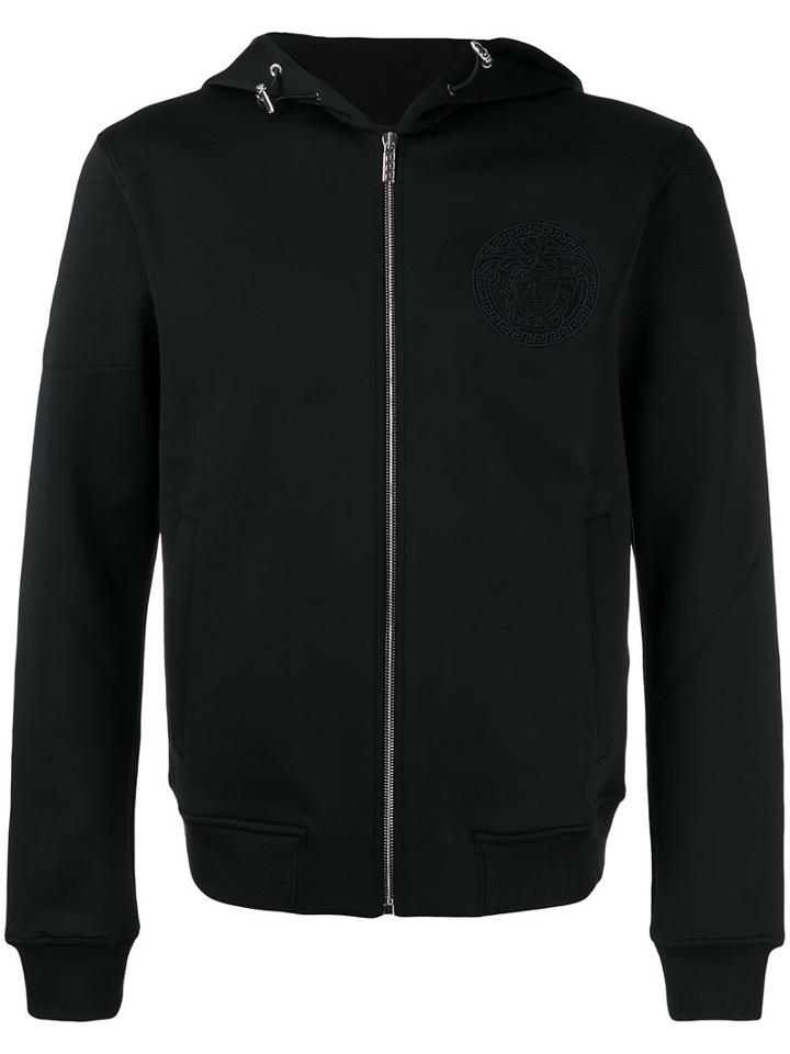 Versace Embroidered Medusa Logo Hoodie, Men's, Size: Large, Black, Cotton/polyamide/spandex/elastane