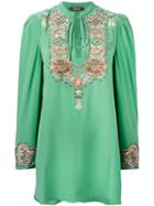 Roberto Cavalli Embroidered Blouse, Women's, Size: 46, Green, Silk
