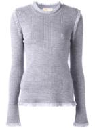 Michael Michael Kors Fringed Knit Jumper, Women's, Size: Large, Grey, Merino