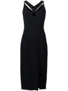 Cushnie Et Ochs Long V-neck Dress, Women's, Size: 6, Black, Spandex/elastane/silk/viscose