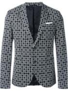 Neil Barrett Pattern Jacquard Blazer, Men's, Size: 48, Black, Cotton/polyamide/spandex/elastane/polyester