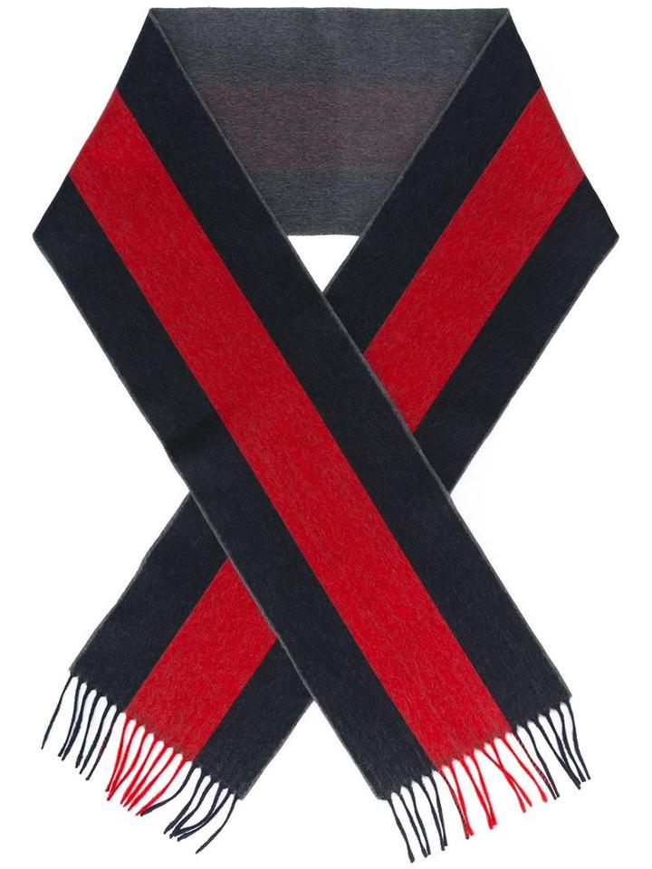 Gucci Web Scarf, Men's, Blue, Wool
