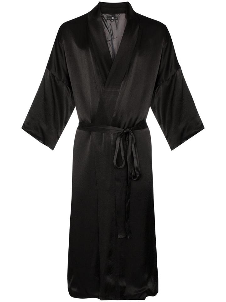 Edward Crutchley Embroidered Satin Robe - Black