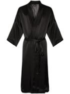 Edward Crutchley Embroidered Satin Robe - Black