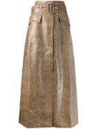 Nanushka Snakeskin Effect Skirt - Brown