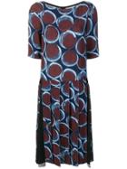 Marni Graphic Print Pleated Dress - Blue