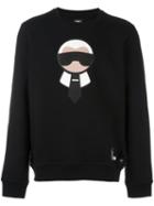 Fendi 'karlito' Sweatshirt, Men's, Size: 48, Black, Lamb Skin/wool/plastic