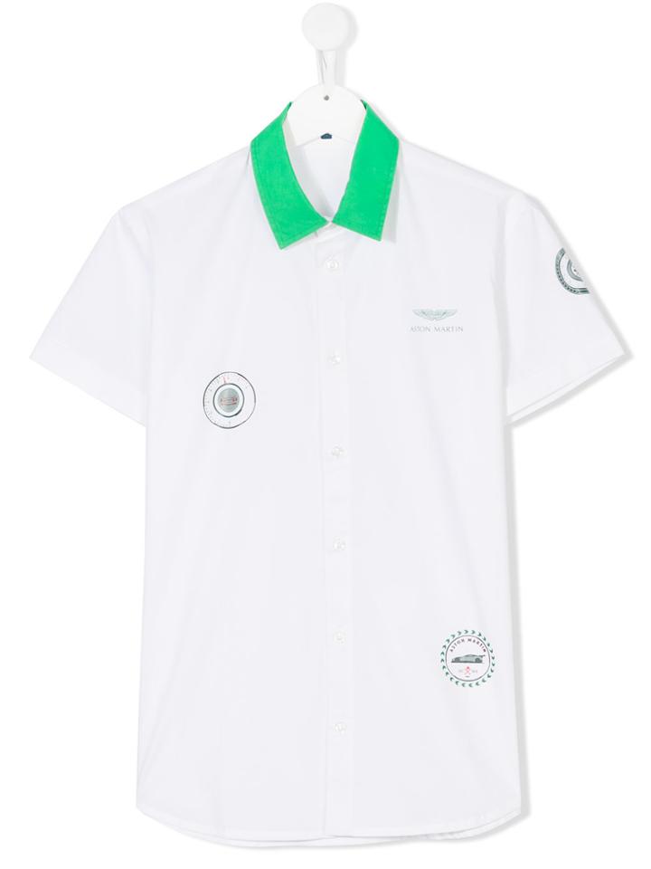 Aston Martin Kids Teen Contrast Collar Printed Shirt - White