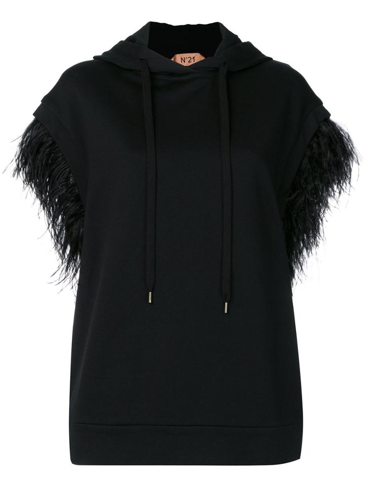 No21 Feather Sleeve Hoodie - Black