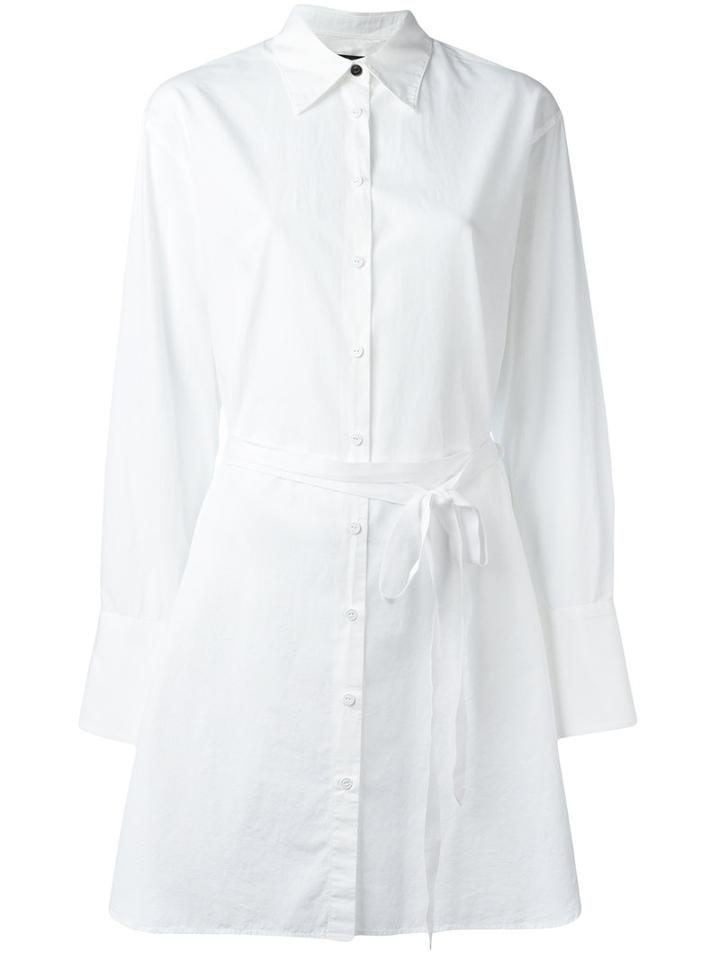 Rag & Bone Elongated Belted Shirt, Women's, Size: Small, White, Silk/cotton