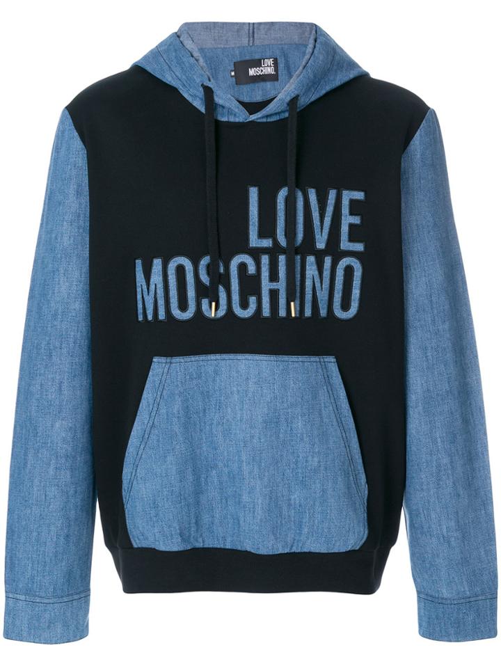 Love Moschino Logo Print Hoodie - Blue