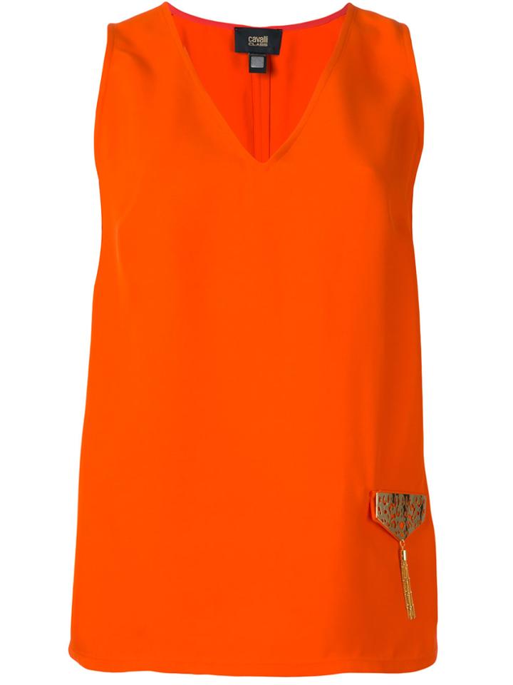 Cavalli Class Metallic Embellished Blouse - Yellow & Orange