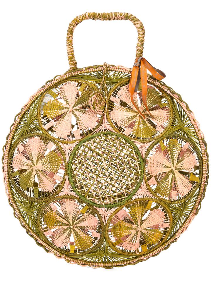 Silvia Tcherassi Medium Basket Shoulder Bag - Green