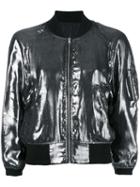 R13 Metallic (grey) Bomber Jacket, Women's, Size: Small, Silk/cotton/nylon/spandex/elastane