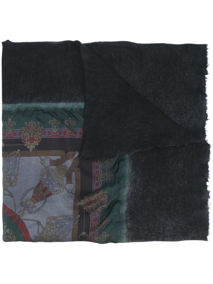 Avant Toi Raw Edge Scarf, Men's, Black, Silk/cashmere