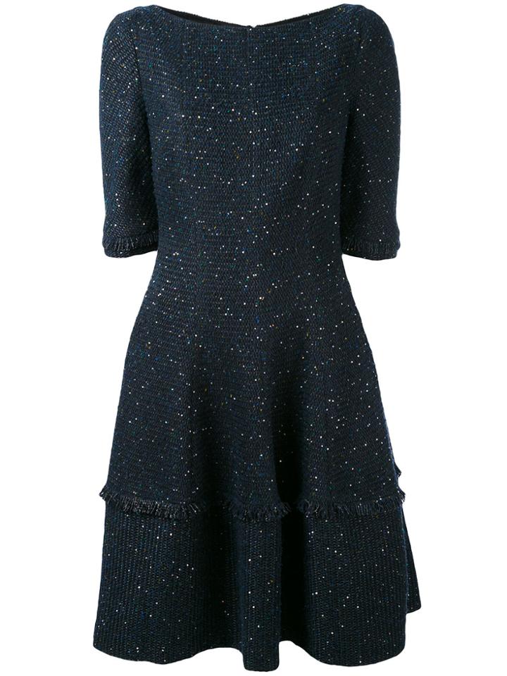 Talbot Runhof Speckled Mini Bell Dress - Blue