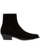 Saint Laurent Black Lukas 40 Suede Cowboy Ankle Boots