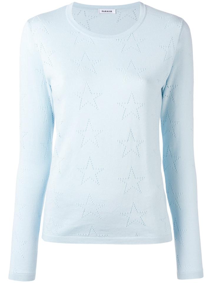 P.a.r.o.s.h. - Classic Knitted Sweater - Women - Cotton - S, Blue, Cotton