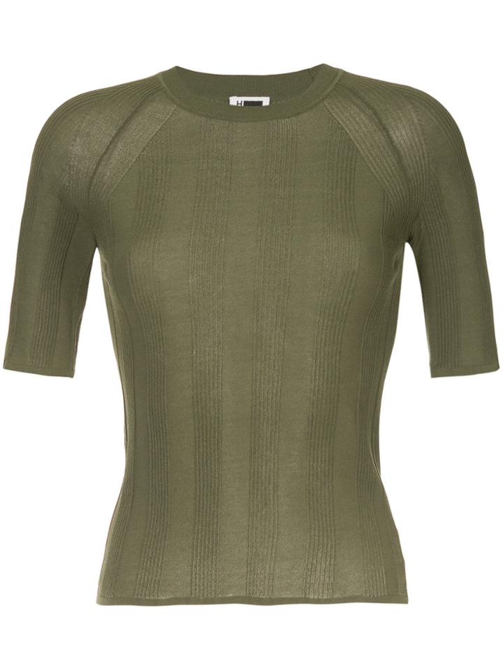 H Beauty & Youth Ribbed Half Sleeve Sweater - Green