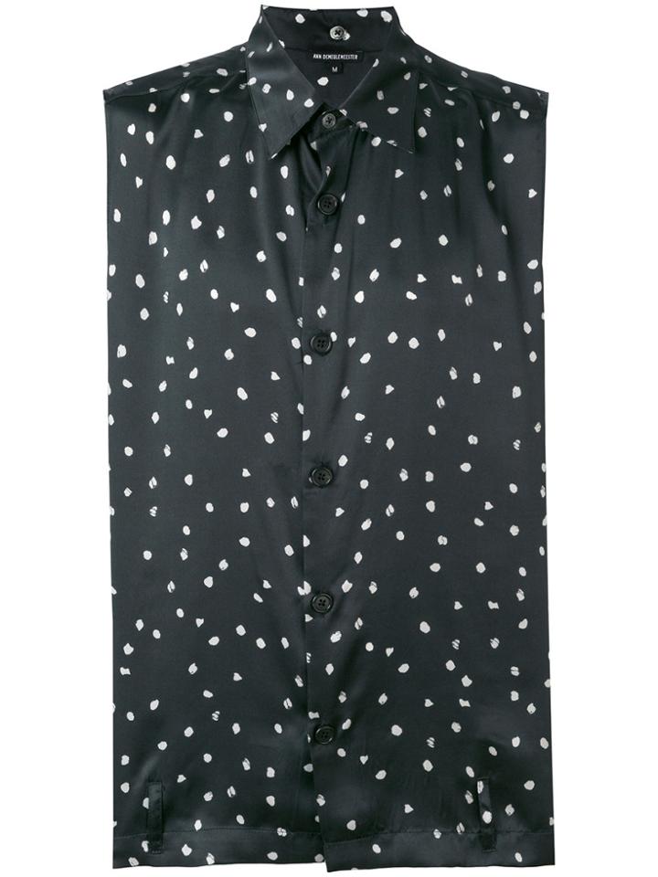 Ann Demeulemeester Petal Print Sleeveless Shirt - Black