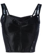 Dolce & Gabbana Lace Detail Cropped Top, Women's, Size: 42, Black, Elastodiene/nylon/cotton
