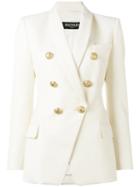 Balmain Double Breasted Blazer, Women's, Size: 42, White, Wool/viscose/cotton