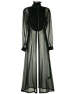 Isabel Benenato Long-sleeved Pleated Bib Dress - Black